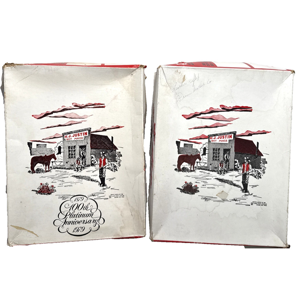 Vintage Justin Boots BOX ONLY 1979 Platinum Anniversary Texas Ads Cowboy 1970s